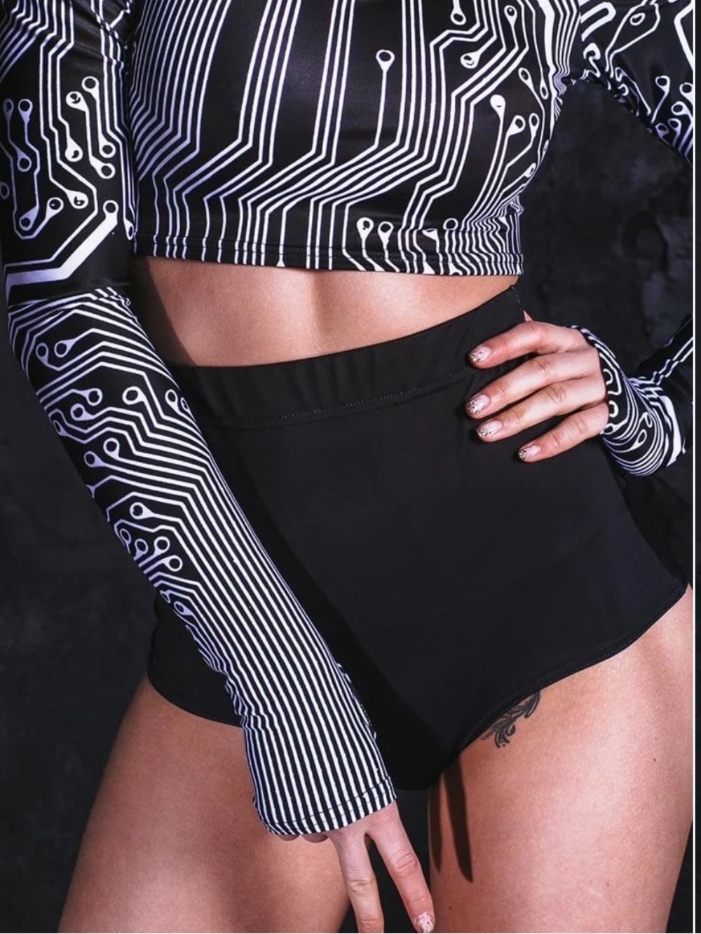 Devil Walking Black High-Waist Rave Hot Short